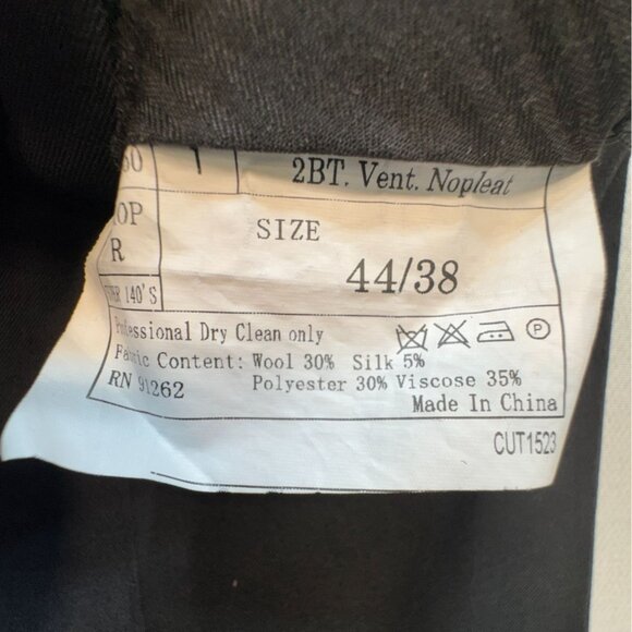 Wool & Silk Blends Men Dress Pants Size 44/38 Black Tailored Trousers Formal - Picture 3 of 11